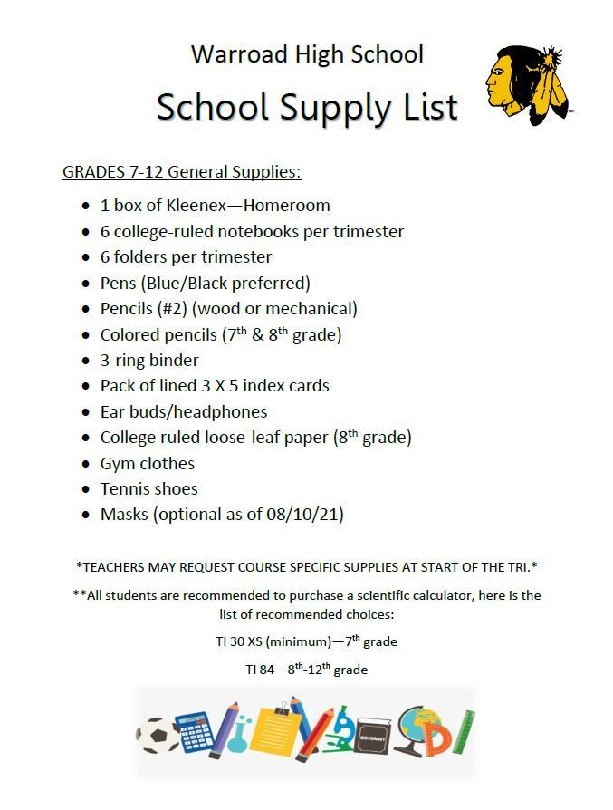 WHS School Supply List